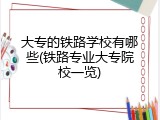 大专的铁路学校有哪些(铁路专业大专院校一览)