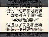 学幼师的要求(幼师学习要求解释：该关键词“幼师学习要求”直接对应了原标题“学幼师的要求”，但进行了简化和重新组织，使其更加简洁且符合中文表达习惯。同时，这个改写后的关键词也满足了不超过10个字的限制。