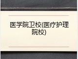 医学院卫校(医疗护理院校)
