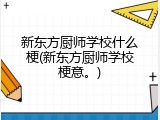 新东方厨师学校什么梗(新东方厨师学校梗意。)
