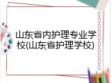 山东省内护理专业学校(山东省护理学校)