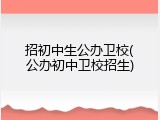 招初中生公办卫校(公办初中卫校招生)
