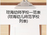 琼海幼师学校一览表(琼海幼儿师范学校列表)
