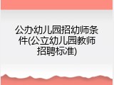 公办幼儿园招幼师条件(公立幼儿园教师招聘标准)