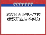 武汉区职业技术学校(武汉职业技术学校)