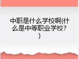 中职是什么学校啊(什么是中等职业学校？)