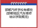 邯郸汽修学校有哪些(邯郸地区汽车维修培训学院概览)