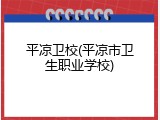 平凉卫校(平凉市卫生职业学校)