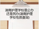 湖南护理学校是公办还是民办(湖南护理学校性质查询)