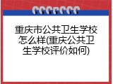 重庆市公共卫生学校怎么样(重庆公共卫生学校评价如何)