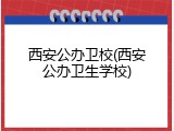 西安公办卫校(西安公办卫生学校)