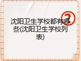 沈阳卫生学校都有哪些(沈阳卫生学校列表)
