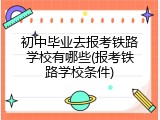初中毕业去报考铁路学校有哪些(报考铁路学校条件)