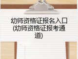 幼师资格证报名入口(幼师资格证报考通道)