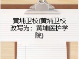 黄埔卫校(黄埔卫校改写为：黄埔医护学院)