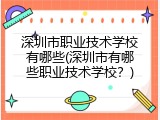 深圳市职业技术学校有哪些(深圳市有哪些职业技术学校？)