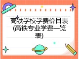 高铁学校学费价目表(高铁专业学费一览表)