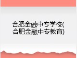 合肥金融中专学校(合肥金融中专教育)