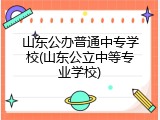 山东公办普通中专学校(山东公立中等专业学校)