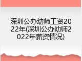 深圳公办幼师工资2022年(深圳公办幼师2022年薪资情况)