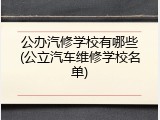 公办汽修学校有哪些(公立汽车维修学校名单)