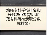 幼师专科学校排名和分数线中考(幼儿师范专科院校录取分数线排名)