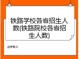铁路学校各省招生人数(铁路院校各省招生人数)