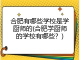 合肥有哪些学校是学厨师的(合肥学厨师的学校有哪些？)