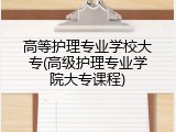 高等护理专业学校大专(高级护理专业学院大专课程)