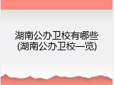 湖南公办卫校有哪些(湖南公办卫校一览)