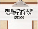 贵阳的技术学校有哪些(贵阳职业技术学校概览)