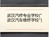 武汉汽修专业学校("武汉汽车维修学校")