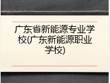 广东省新能源专业学校(广东新能源职业学校)