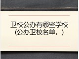 卫校公办有哪些学校(公办卫校名单。)