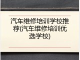 汽车维修培训学校推荐(汽车维修培训优选学校)