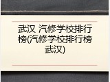 武汉 汽修学校排行榜(汽修学校排行榜武汉)