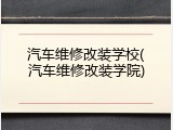 汽车维修改装学校(汽车维修改装学院)