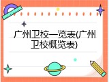 广州卫校一览表(广州卫校概览表)
