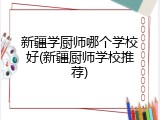 新疆学厨师哪个学校好(新疆厨师学校推荐)