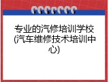 专业的汽修培训学校(汽车维修技术培训中心)