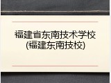福建省东南技术学校(福建东南技校)