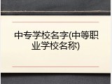 中专学校名字(中等职业学校名称)