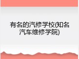 有名的汽修学校(知名汽车维修学院)