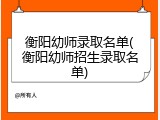 衡阳幼师录取名单(衡阳幼师招生录取名单)