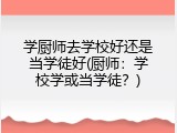 学厨师去学校好还是当学徒好(厨师：学校学或当学徒？)