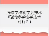 汽修学校能学到技术吗(汽修学校学技术可行？)