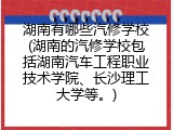 湖南有哪些汽修学校(湖南的汽修学校包括湖南汽车工程职业技术学院、长沙理工大学等。)