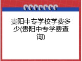 贵阳中专学校学费多少(贵阳中专学费查询)