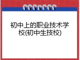 初中上的职业技术学校(初中生技校)