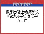 低学历能上幼师学校吗(幼师学校收低学历生吗)